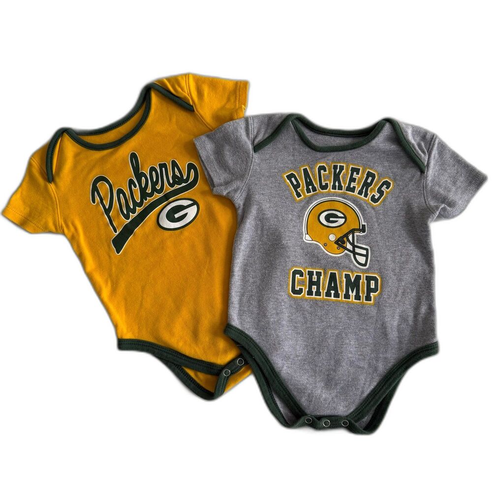 Lot of 2 Green Bay Packers NFL Baby Toddler 18M One Piece Creeper Bodysuits 2pc